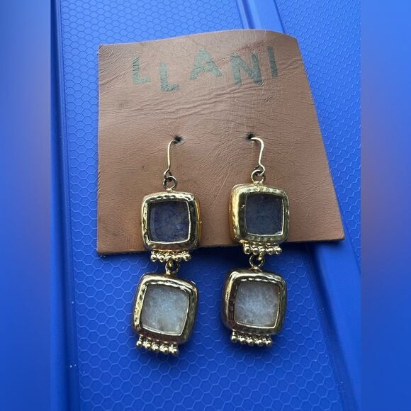 Anthropologie Llani Double Stone Drop Earrings - Picture 4 of 5